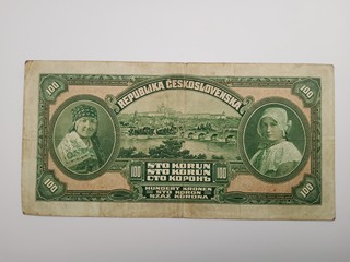 ČESKOSLOVENSKO – 100 KORUN 1920, VZÁCNĚJŠÍ SÉRIE T, TZV. MUCHOVKA, NEPERFOROVANÁ
