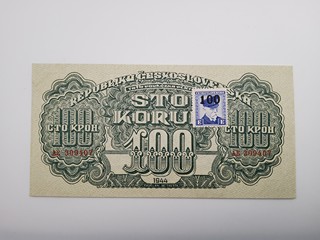 ČESKOSLOVENSKO – 100 KORUN 1944, SÉRIE AE, KOLEK TGM, PERFORACE SPECIMEN
