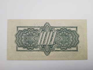 ČESKOSLOVENSKO – 100 KORUN 1944, SÉRIE AE, KOLEK TGM, PERFORACE SPECIMEN