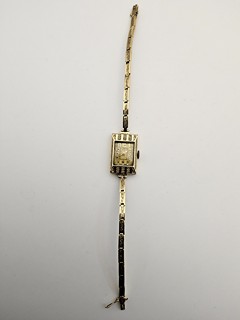 Dámské zlaté náramkové hodinky Medana – Art Deco, Au 585/1000