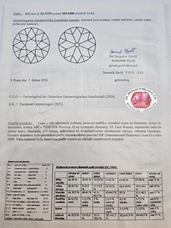 ZLATÝ PRSTEN S PŘÍRODNÍM DIAMANTEM 1,53 CT – ODBORNÝ POSUDEK DR. JAROSLAVA HYRŠLA