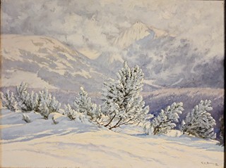 František Karel Hron (1874 - 1928) - Pohled z Liščí hory na Sněžku a Studniční horu