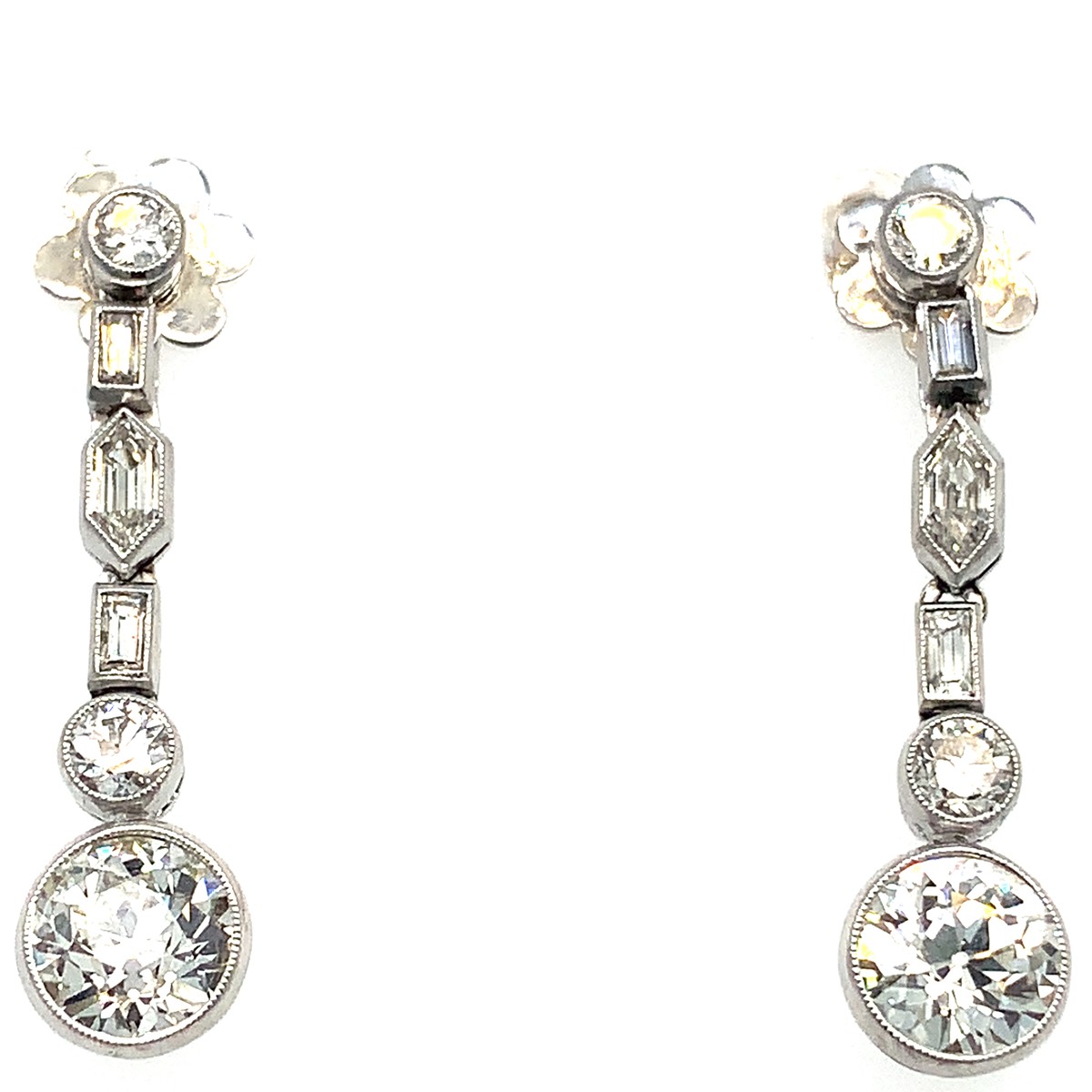 Náušnice s diamanty | Art deco | Československo 1920 | platina