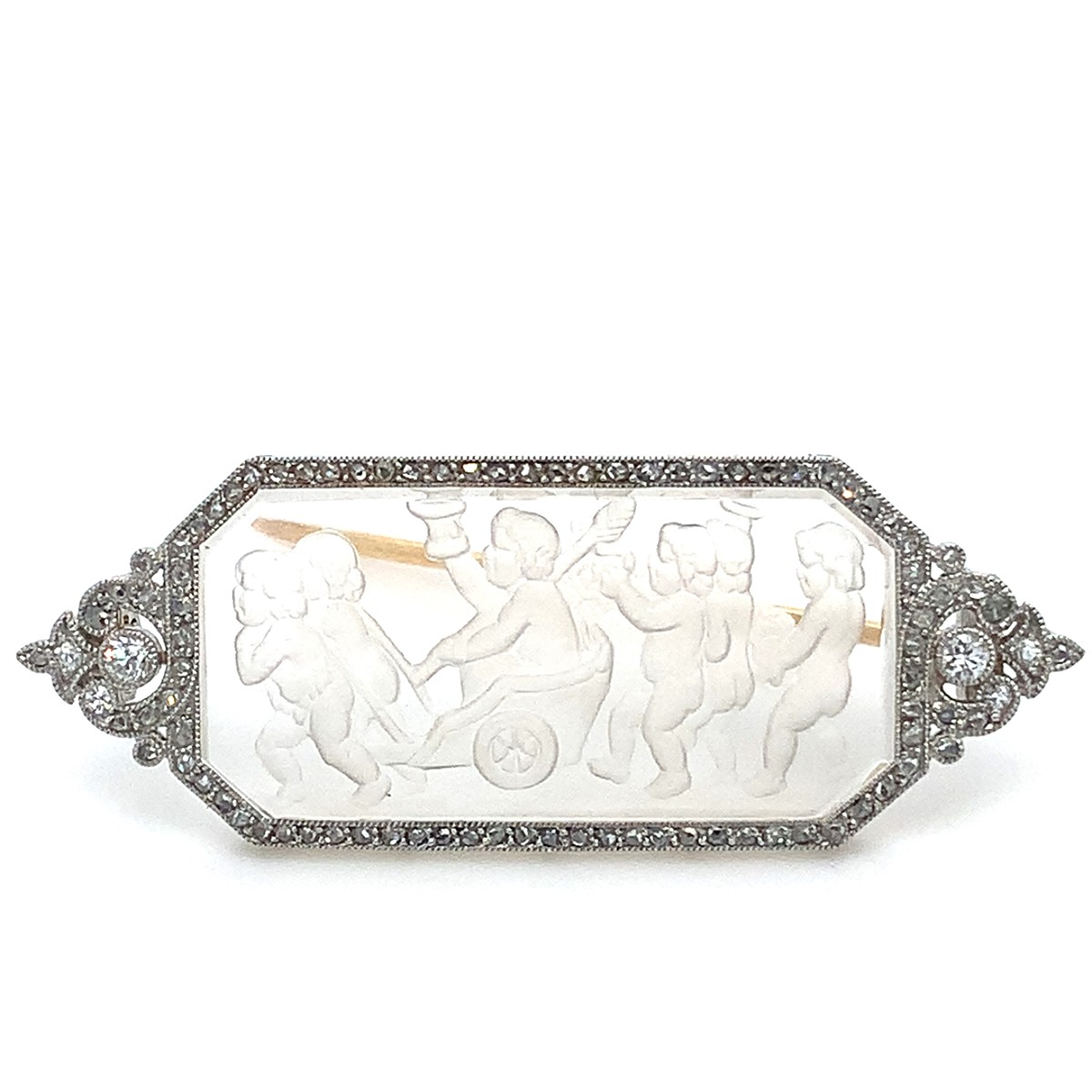 Brož s diamanty a horským kříšťálem | Art deco | Francie - Paříž 1930 | platina
