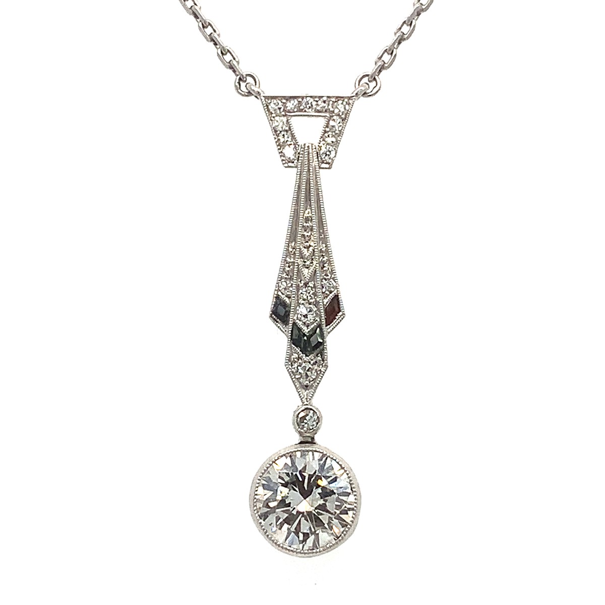 Náhrdelník s diamanty a onyxy | Art deco | Československo 1935