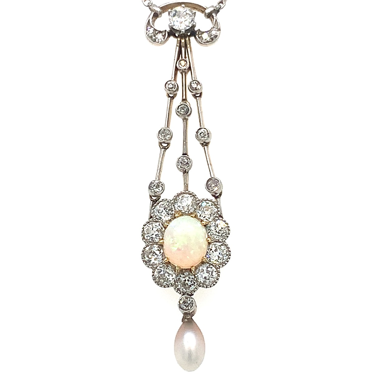 Kolier s diamanty a opálem | Art deco | platina | Československo 1925