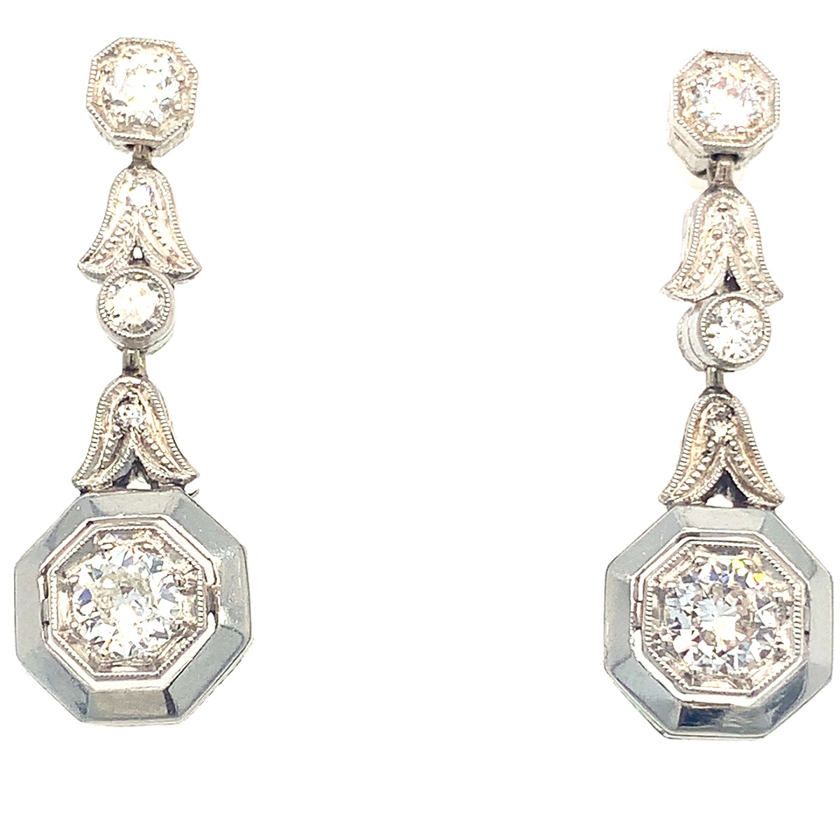Platinové náušnice s diamanty | Art deco | Československo 1930