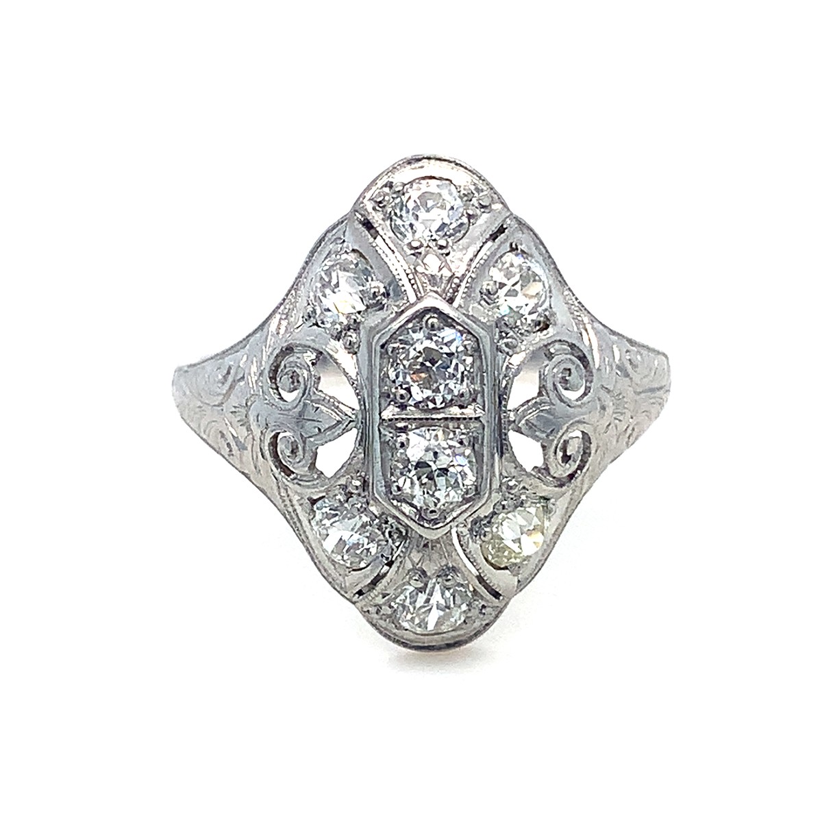 Prsten s diamanty | Art deco | platina | Československo 1930