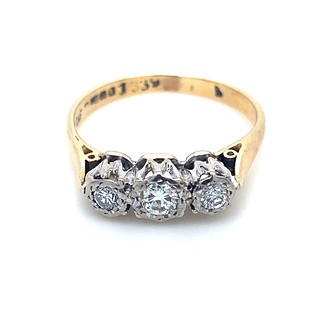 Prsten s diamanty | Art deco | Čs. 1940