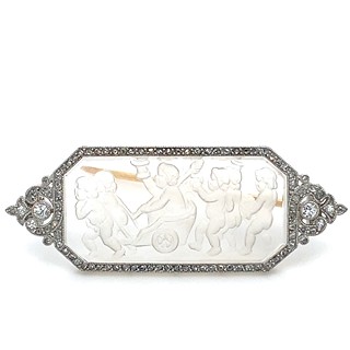 Brož s diamanty a horským kříšťálem | Art deco | Francie - Paříž 1930 | platina