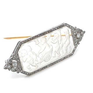 Brož s diamanty a horským kříšťálem | Art deco | Francie - Paříž 1930 | platina