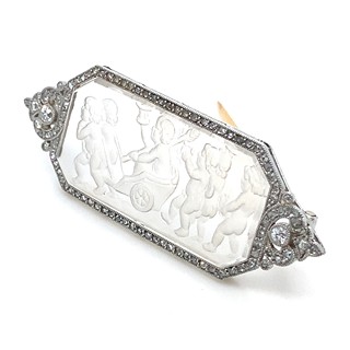 Brož s diamanty a horským kříšťálem | Art deco | Francie - Paříž 1930 | platina