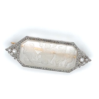 Brož s diamanty a horským kříšťálem | Art deco | Francie - Paříž 1930 | platina