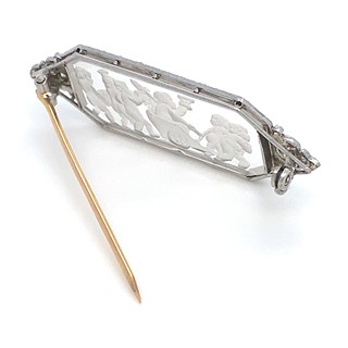 Brož s diamanty a horským kříšťálem | Art deco | Francie - Paříž 1930 | platina