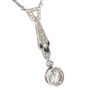 Náhrdelník s diamanty a onyxy | Art deco | Československo 1935