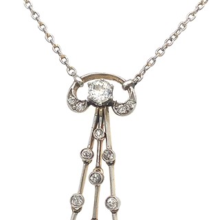 Kolier s diamanty a opálem | Art deco | platina | Československo 1925