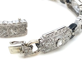 Náramek s diamanty a onyxy | zlato - platina | Art deco | Francie - Paříž 1930