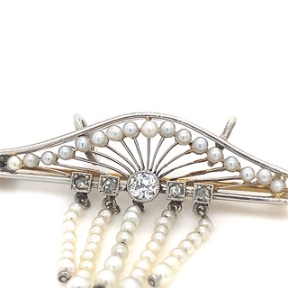 Brož | přívěsek | | perly | Art deco | platina | Československo 1930
