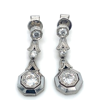 Platinové náušnice s diamanty | Art deco | Československo 1930