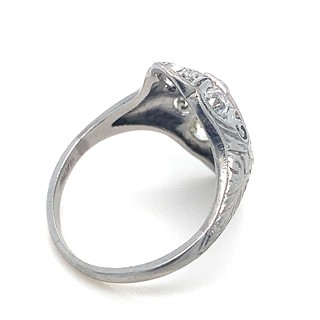 Prsten s diamanty | Art deco | platina | Československo 1930