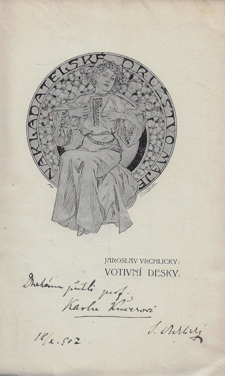Jaroslav Vrchlický (1853 - 1912) - podpis - Votivní desky / Jaroslav Vrchlický