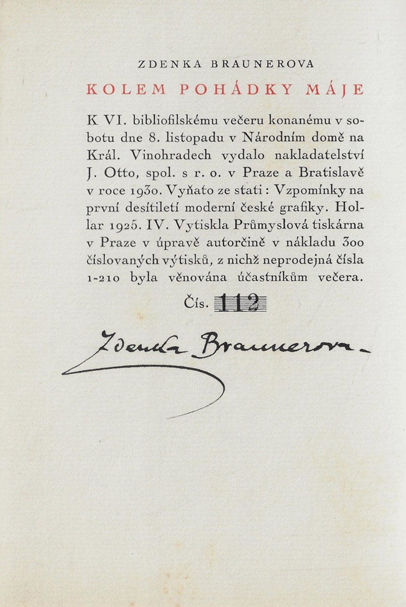 Zdenka Braunerová (1858 - 1934) - podpis - Kolem Pohádky máje / Zdenka Braunerova