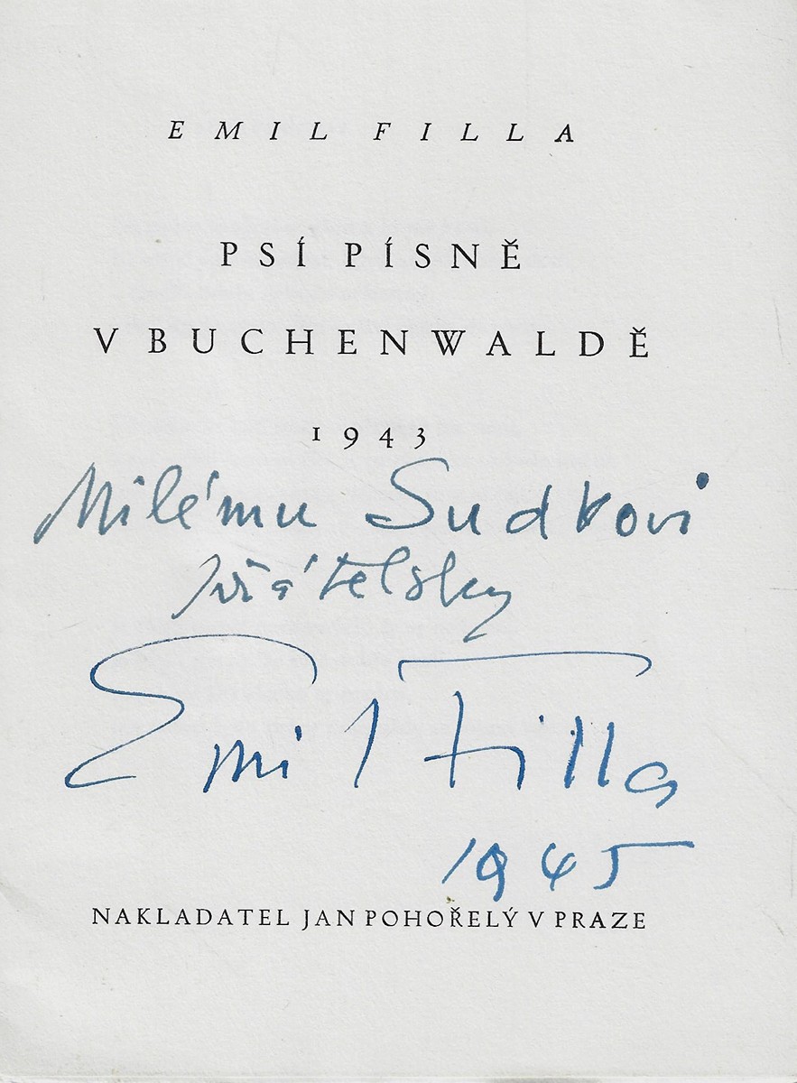 Emil Filla (1882 - 1953) - podpis - Psí písně v Buchenwaldě 1943 / Emil Filla