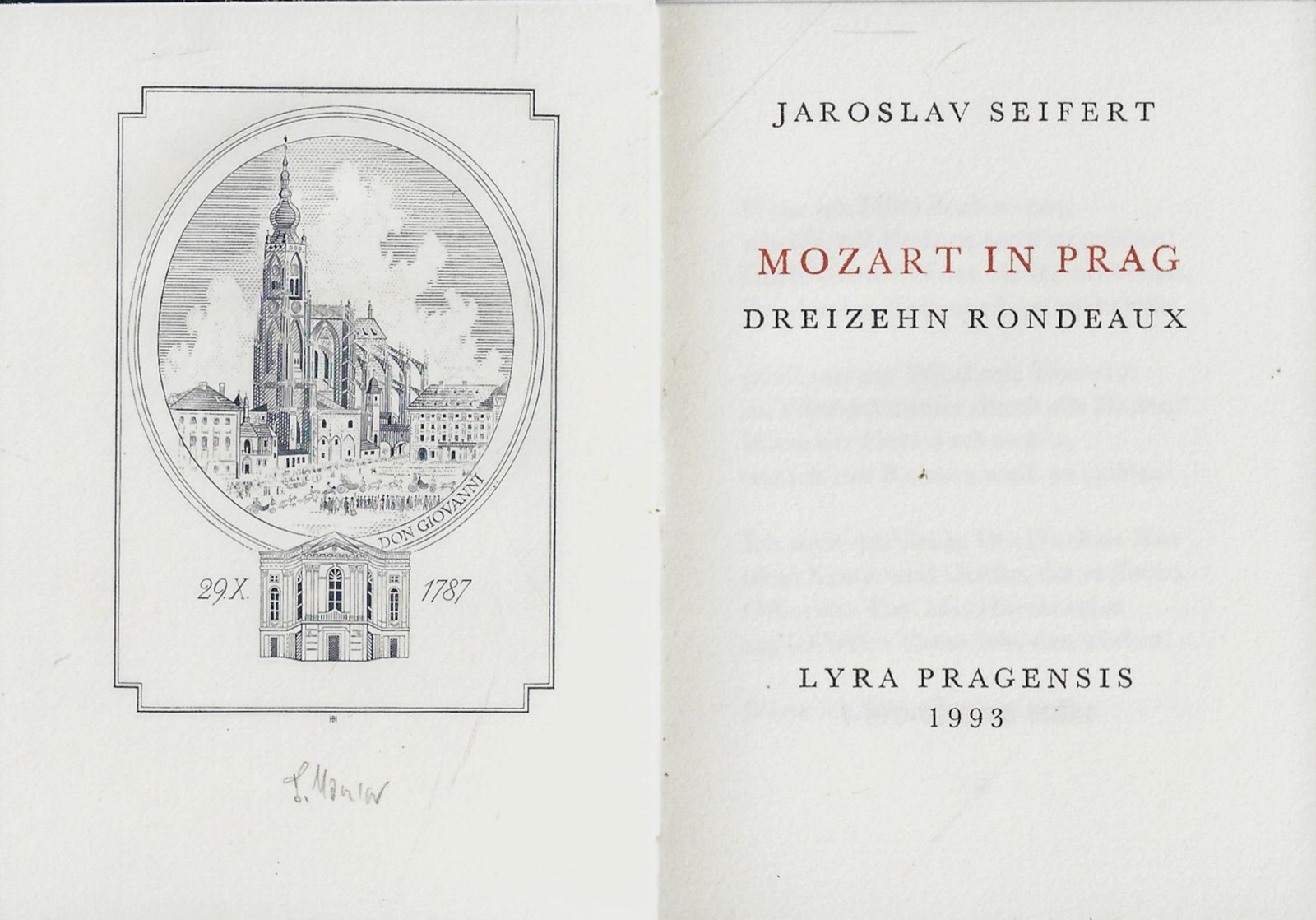 Bedřich Housa (1926 - 2020) - Mozart in Prag / Jaroslav Seifert ; ocelorytiny Bedřich Housa