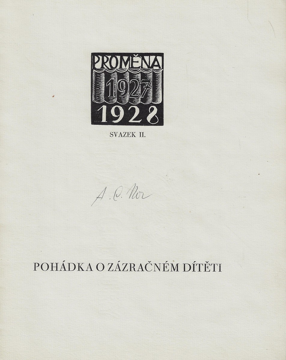 Josef Hodek (1888 - 1973) - podpis - Pohádka o zázračném dítěti / A.C. Nor ; dřevoryty Josef Hodek