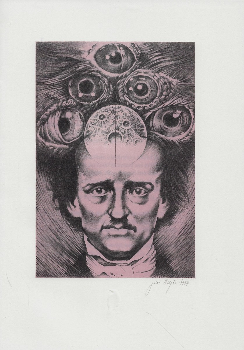 Jan Krejčí (1942 - 2001) - Havran ; Krkavec / Edgar Allan Poe ; litografie Jan Krejčí