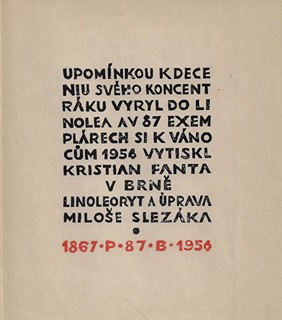 Miloš Slezák (1921 - 1989) - Sám sobě / Petr Bezruč ; linoryt Miloš Slezák