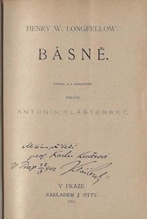 Jaroslav Kvapil - podpisy Antonín Klášterský a František Kvapil