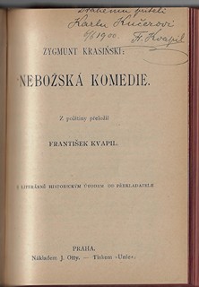 Jaroslav Kvapil - podpisy Antonín Klášterský a František Kvapil