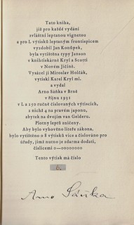 Arno Sáňka (1892 - 1966) - České bibliofilské tisky / Arno Sáňka, František Bubla