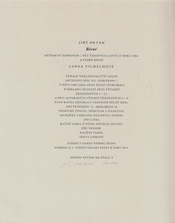 Lenka Vojtová Vilhelmová (1957) - Básně / Jiří Orten ; pět leptů Lenka Vilhelmová