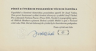 Josef Váchal (1884 - 1969) - podpis - Písně o čtyřech posledních věcech člověka / Josef Váchal