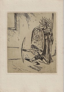 Jan Konůpek (1883 - 1950) - podpis - Příběhy Odysseovy / lepty Jan Konůpek ; písmo Oldřich Menhart