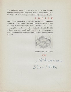 Emil Filla (1882 - 1953) - podpis - Torso naděje / František Halas ; lepty Emil Filla