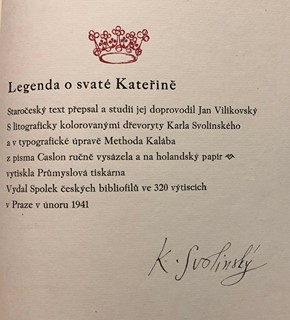 Jindřich Svoboda (1909 - 2001) - Legenda o svaté Kateřině / vazba Jindřich Svoboda