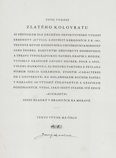 Josef Hodek (1888 - 1973) - Zlatý kolovrat / Karel Jaromír Erben ; dřevoryty Josef Hodek