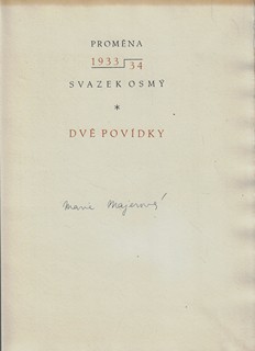 Josef Hodek (1888 - 1973) - podpis - Dvě povídky / Marie Majerová ; litografie Josef Hodek