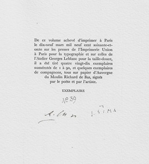 Josef Šíma (1891 - 1971) - L'effroi le joie / René Char ; Josef Šíma