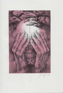 Jan Krejčí (1942 - 2001) - Havran ; Krkavec / Edgar Allan Poe ; litografie Jan Krejčí