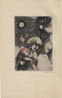 Otto Coester (1902 - 1990) - podpis - Spící Booz / Victor Hugo ; lept Otto Coester
