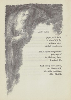 Jaroslav Seifert (1901 - 1986) - podpis - Ruka a plamen / Jaroslav Seifert ; litografie Bohumil Krátký