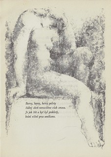 Jaroslav Seifert (1901 - 1986) - podpis - Ruka a plamen / Jaroslav Seifert ; litografie Bohumil Krátký