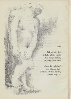 Jaroslav Seifert (1901 - 1986) - podpis - Ruka a plamen / Jaroslav Seifert ; litografie Bohumil Krátký
