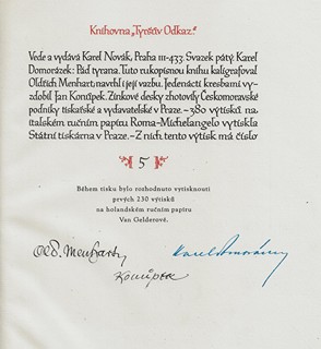 Jan Konůpek (1883 - 1950) - podpis - Pád tyrana / Karel Domorázek ; ilustrace Jan Konůpek