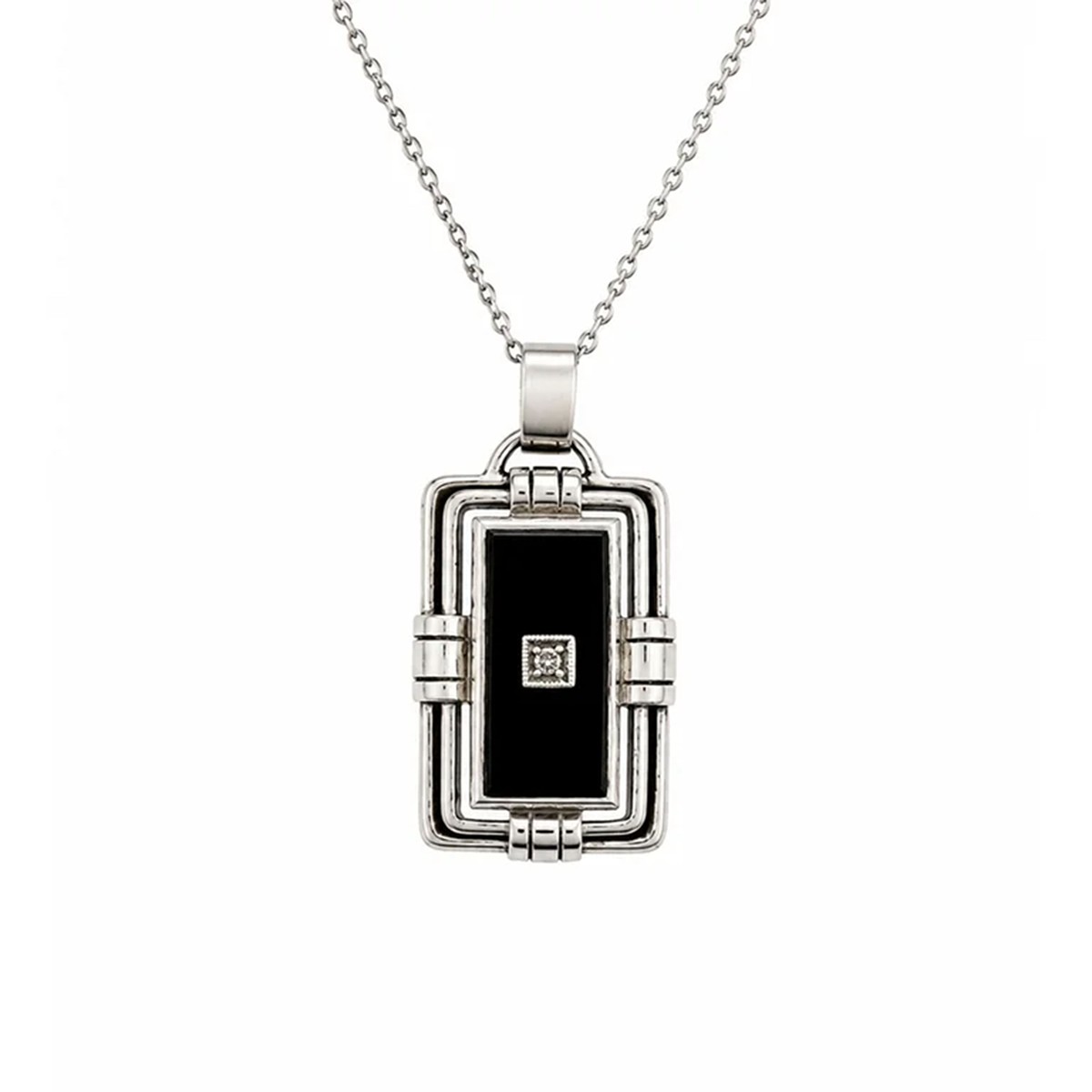 Stříbrný náhrdelník Art Deco s onyxem a markazity