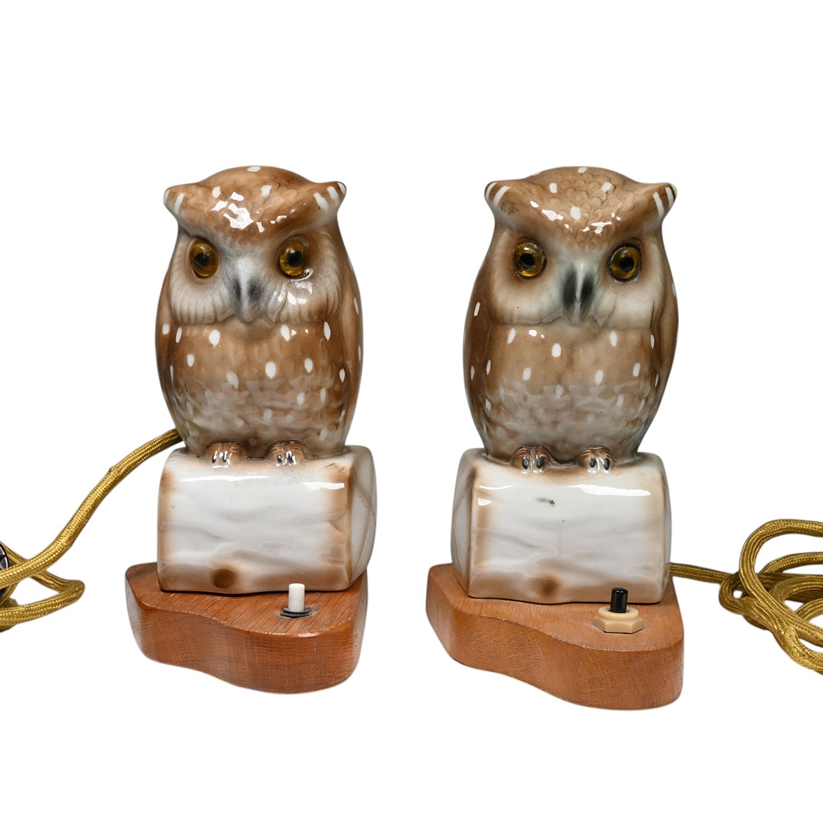 Párové porcelánové lampy - sovy